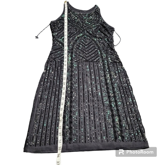 Aidon Mattox Black Beaded Sequin Sleeveless Cocktail Dress - Picture 11 of 12